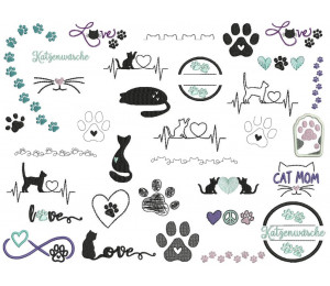 Stickdatei - Rahmen Pfoten Herz